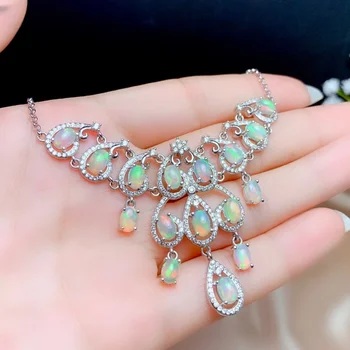 【M & T】100 % doğal opal kolye zarif tatlı kadın kolye gümüş 925 düğün takısı parti hediye