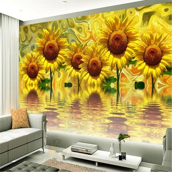 beibehang Büyük özel duvar kağıdı modern basit sıcak sarı ayçiçeği çiçek el boyalı TV arka plan duvar fotoğraf duvar kağıdı