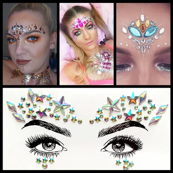 Parti Gösterisi için Flaş Göz Sticker Glitter Yüz Taşlar Dövmeler Sticker 3D kadın Moda Makyaj Araçları Gözler Takı Dekorasyon Macun