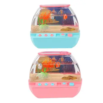 Yapay balık tankı Mini ışık ile müzik okyanus interaktif oyun evi oyuncaklar balık tankı dekorasyon ev için