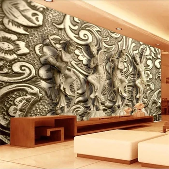 wellyu Özelleştirilmiş büyük duvar resimleri, moda ev dekorasyon, büyük taş oyma, Dunhuang Feitian oturma odası, duvar kağıdı