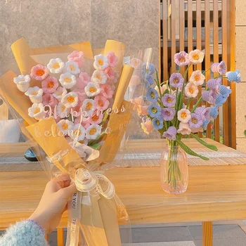 Tığ işi Çan orkide El Yapımı yapay çiçek Buket Çiçek En iyi hediye mezuniyet hediyesi