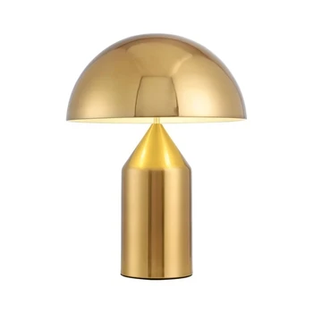 Yüksek kaliteli Yaratıcı Kaplama Altın Masa Lambası Basit Metal Yatak Odası Oturma Odası Dekorasyon Mantar Masa LED Aydınlatma Armatürü