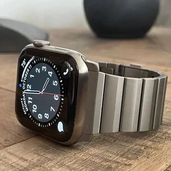 Lüks Titanyum Watchband Apple Ürünü için Ultra 49mm 38 40 41 42 44 45mm Metal Kayış iWatch Serisi 8 7 6 Bilek Kemer Bilezik