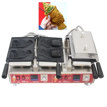 ticari elektrikli 110v 220v 150*90*30mm balık şekli waffle koni makinesi pan flip dondurma taiyaki makinesi