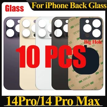 10 ADET OEM Büyük Delik Arka Pil Arka Kapı Camı iPhone 14 Pro / 14 Pro Max arka Kapak Cam Yedek parça