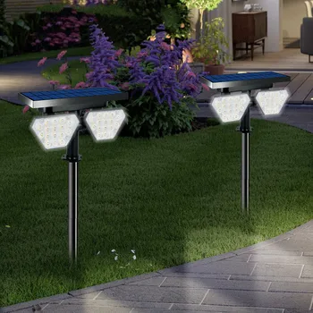 IP65 açık Led güneş spot ışığı çift kafa güneş panelleri güneş açık üç ışık modları güvenlik açık bahçe çim dekor