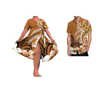 Samoa Puletasi Ptaha Bayan Elbise Özel Polinezya Geleneksel Elbiseler Günlük Elbiseler Maç Erkek Gömlek