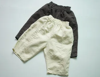 2020 Yaz Çocuk Gevşek pantolon Saf Renk Kore Tarzı Toddlers Çocuk Giysileri Bebek Erkek Pamuk Keten Pantolon