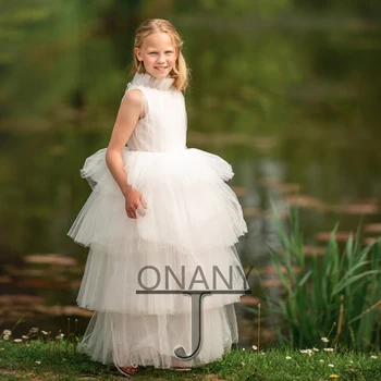 JONANY Fantezi 2023 Çiçek Kız Elbise Yüksek Katmanlı Tül Sipariş Üzerine Yapılan Doğum Günü Pageant Communion Robe De Demoiselle Bebek Parti