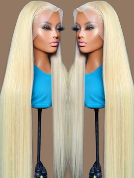 30 İnç Şeffaf 13x4 Düz 613 Bal Sarışın Dantel Ön insan saçı peruk Brezilyalı insan Saçı sırma ön peruk Kadınlar İçin