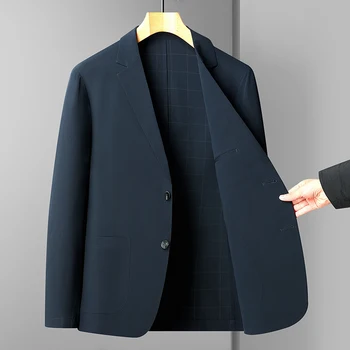 2023 Bahar İnce ütü Olmayan Elastik Takım Elbise Yeni Moda Yakışıklı Trend erkek Eğlence Takım Elbise Nefes kırışıklık Karşıtı Ceket