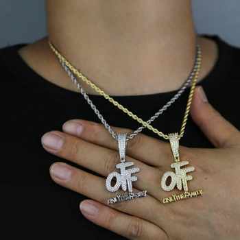 Yeni tasarımcı sadece aile OTF mektubu charm Kolye halat zincir Yüksek Kalite kadın erkek boy Buzlu Out kaplamalı Zirkonya takı