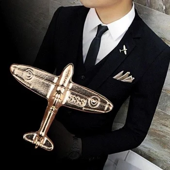 2 Adet / takım Uçak Metal Broş Pins Uçak Emaye Düğme Pin Gömlek Denim Ceket Yaka Yaka Rozeti moda takı