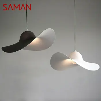 SAMAN İskandinav sanat kolye ışık LED yaratıcı hasır şapka asılı lamba ev oturma odası yatak odası çalışma sadelik dekor