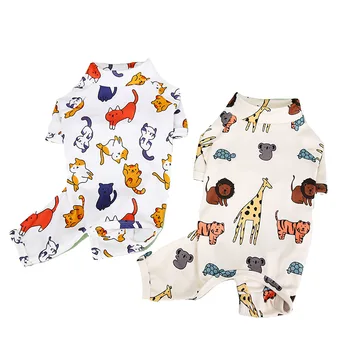 Köpekler Pijama Pet Köpekler Kedi giysi baskısı Köpek Tulum Köpek Ceket Chihuahua Pomeranian Köpekler Ev Giyim Gömlek