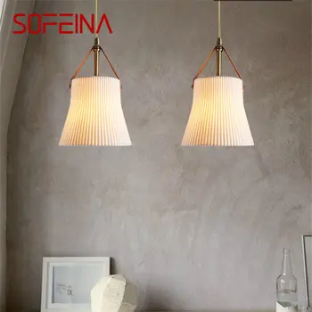 SOFEİNA İskandinav pirinç asılı kolye ışık LED Modern basit yaratıcı seramik lambalar ve avizeler ev yemek odası için