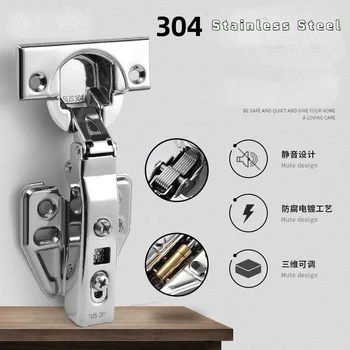 304 Paslanmaz Çelik Dolap Dolap Kapı Menteşeleri Dilsiz Tampon Sönümleme Mobilya Donanım Mutfak Yatak Odası Banyo İçin Anti-Tuzak