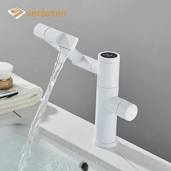Dijital ekran Şelale Musluklar lavabo musluğu Katlanır Dönebilen Havza Musluk Banyo lavabo musluğu Sıcak Soğuk Su Mikser Vinç