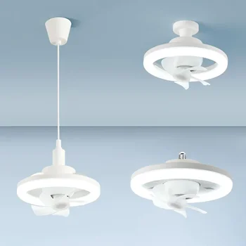 360 derece Rotasyon LED fan lambası E27 48W Sessiz 3 Hız Soğutma Elektrikli fan lambası Uzaktan Kumanda ile Yatak Odası Oturma Ev için