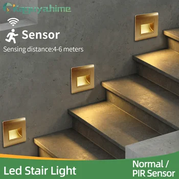 Led merdiven lambası 4 Renk PIR Sensörü Duvar Lambası AC85-265V Gömme Ayak Koridor Adım Lambası Hareket İndüksiyon Duvar Lambası