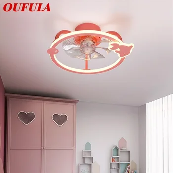OUFULA Modern Karikatür tavan vantilatörü ışıkları ile uzaktan kumandalı LED Aydınlatma ev çocuk Yatak Odası için