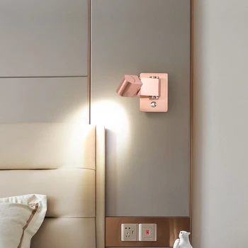 Kapalı 3W LED Başucu Duvar aydınlatma armatürü Başlık Okuma Lambası Katlanabilir Spot Anahtarı Yüzeye Monte Yatak Odası Oturma Odası