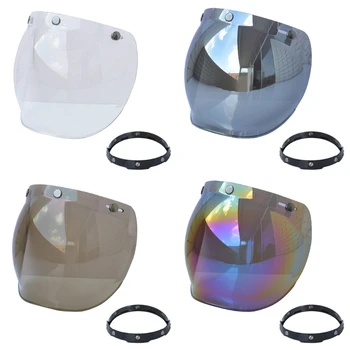 Anti Sis Kabarcık Visor 3-Snap Cam Motosiklet kask siperliği Lens + Çerçeve Dayanıklı Cam Kabarcık Siperliği Cam