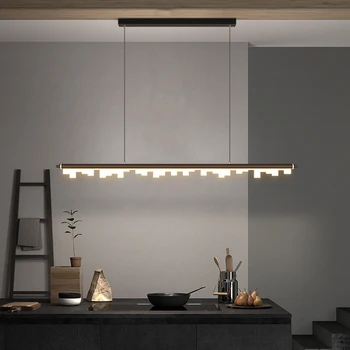 Modern İskandinav Led avize yemek odası mutfak oturma odası yatak odası avize lamba siyah uzun tasarım asılı ışık