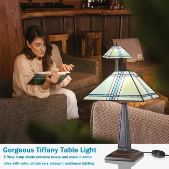 Tiffany Masa Lambası Vitray led ışık Başucu Masa Okuma Oturma Odası Ev Ofis Yatak Odası