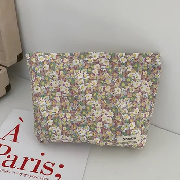 Bahar Çiçek Kozmetik Çantası Seyahat Tuval makyaj çantaları Taze Kız Çanta cep telefonu cüzdanı Makyaj Organizatör Güzellik Durumda Debriyaj