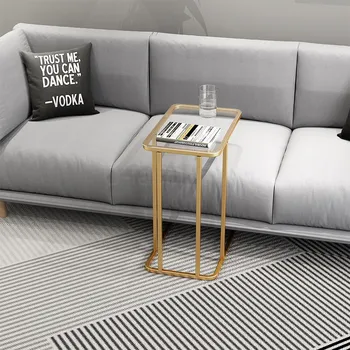 İskandinav Kahve masa süsü Demir Altın Bacak Ev Kanepe Yan Sehpa Küçük Masa Yatak Odası için komodinler Oturma Odası Mobilya