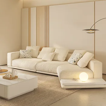 İtalyan tarzı minimalist ufuk kumaş kanepe basit otel kanepe şekilli krem rüzgar pamuk keten kanepe oturma odası kanepe