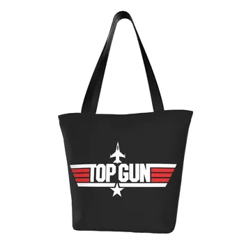 Maverıck Film Top Gun Bakkal Tote alışveriş çantası Kadın Moda Tuval Shopper omuzdan askili çanta Büyük Kapasiteli Çanta