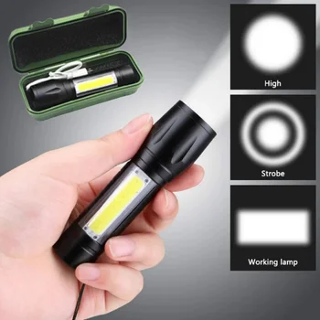 Mini Led El Feneri Dahili Pil Zoom Odak Taşınabilir Torch Lambası Şarj Edilebilir Ayarlanabilir Su Geçirmez Açık USB Led Penlight