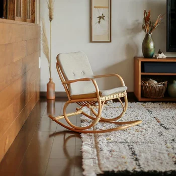 İskandinav Yaratıcı Rattan Oturma Odası Sandalyeleri Ev Oturma Odası Mobilya Zemin Salon Balkon Sandalye Eğlence Tek Tembel Sandalye