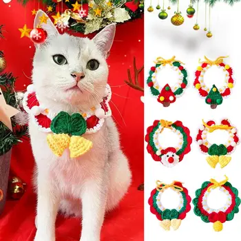Pet Eşarp Karikatür Tasarım Süper Yumuşak Sevimli Aşınmaya Dayanıklı Kolay giyen Dekoratif Polyester Elyaf Güzel Kitty Noel Yaka Win