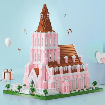 Lezi 8196 Dünya Mimarisi Ada Düğün Manor Kilise Bahçe DIY Mini Elmas Blokları Tuğla Bina Oyuncaklar Çocuklar için Hiçbir Kutu