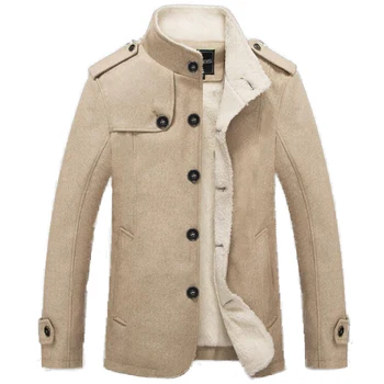 Yeni Varış Kış Yün Ceket Erkekler Rahat Standı Yaka Kalın Sıcak Termal Ceket Ceketler Kargo Dış Giyim Polar Ceket 4XL Giysileri