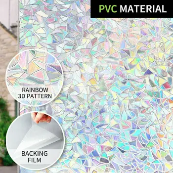 Pencere camı Filmi Statik Sarılmak Gökkuşağı Pencere Sticker PVC Kullanımlık Çıkarılabilir Banyo Gizlilik Buzlu Çıkartmaları Ev Dekor