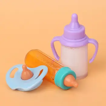 18 inç Bebek Sihirli Süt Suyu Şişeleri Emzik Önlükler fit Yenidoğan Bebek Plastik Meme Şişe Dollhouse Oyuncaklar Bebek Aksesuarları