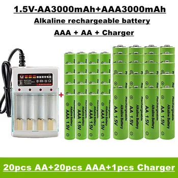 AA + AAA alkalin şarj edilebilir pil, 1.5 V, 3000 mAh, uzaktan kumanda için uygun, oyuncaklar, saatler, radyolar, vb
