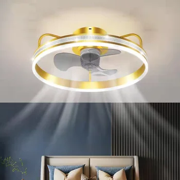 Avizeler ışıkları LED tavan vantilatörü lamba, Modern Minimalist tavan lambası yemek odası yatak odası oturma odası lamba yuvarlak Fan