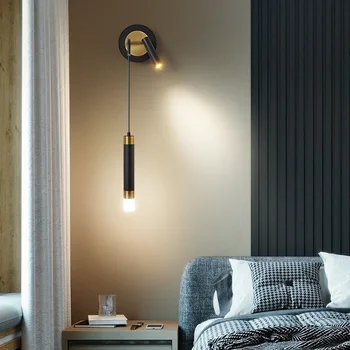 Yeni yatak odası başucu duvar lambası, modern ve basit İskandinav kişiselleştirilmiş yaratıcı oturma odası TV arka plan duvar aydınlatma armatürü