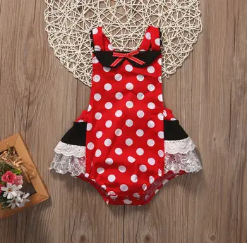 Yenidoğan Bebek Kız Kırmızı Nokta bodysuit Tulumlar Kıyafetler Sunsuit Giysileri