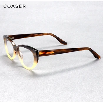 Trend Büyük Kadın klasik ışık Asetat Kedi Gözlük Çerçevesi Çift Renkli Yuvarlak Gözlük Optik Reçete Gözlük
