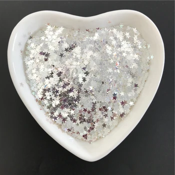 PrettyG 1 Kutu 3-5mm Yıldız Şekli Ayna Gümüş Şekilli Glitter Quicksand Manikür Tırnak Artefakt Dekorasyon Sal Aksesuarları JMY