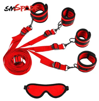 SMSPADE Kırmızı Bulanık Peluş Yatak Seti kostüm aksesuarı Seti Cosplay BDSM Oyunları Yetişkin Seks Oyuncakları Seti