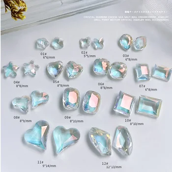 10 adet Özel şekilli Kristal AB Tırnak Aurora Elmas Rhinestones Tırnak Dekor Damla Eşkenar Dörtgen Ok Tasarım Flatback Taşlar 3D Taşlar