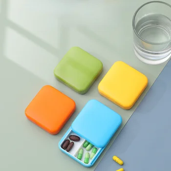 Taşınabilir Push-Pull Hap Kutusu Kare hap kutuları Seyahat Mini İki Bölmeli Plastik Tablet Tutucu Konteyner Toz Geçirmez saklama kutusu